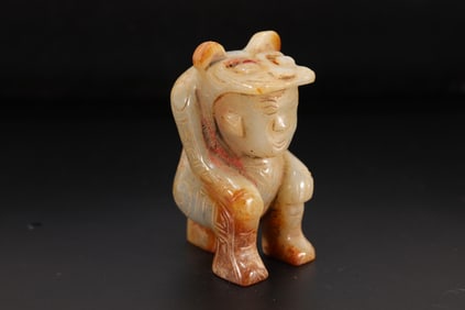 Jade Carved Beast Face Pattern Character Shape Ornament