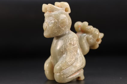 Jade Carved Character Shape Ornament