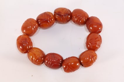 Jade Carved Cicada Shape Bead Bracelet