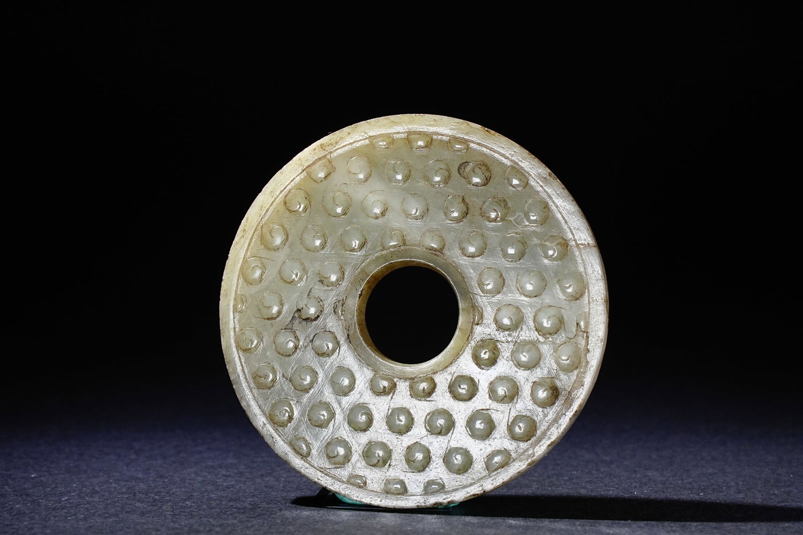 Jade Carved Nail Dot Pattern Bi (1 of 10)