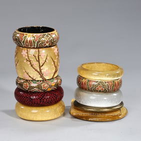 Vintage 80s Beautiful Colored Lacquer Chunky Bangles