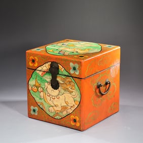 Tibetan Handpainted Infinity Wood Box Ethnic Buddhism Culture
