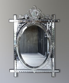 Venetian Neoclassical Style Etched Glass Mirror