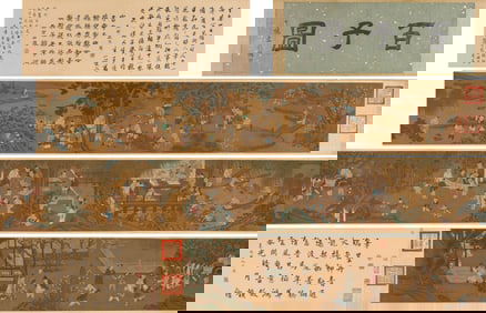 Chinese Drawing Playing Children Hand Scroll,Su Hanchen Mark