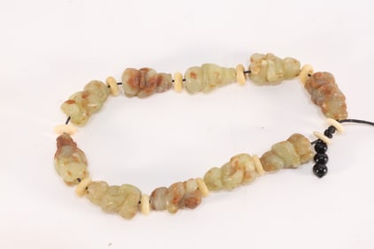 Jade Carved Character Shape Bead Bracelet