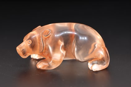 White Crystal Carved Bear Shape Ornament