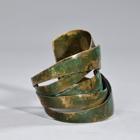 Turquoise Patina Brass Wrap Cuff Bracelet