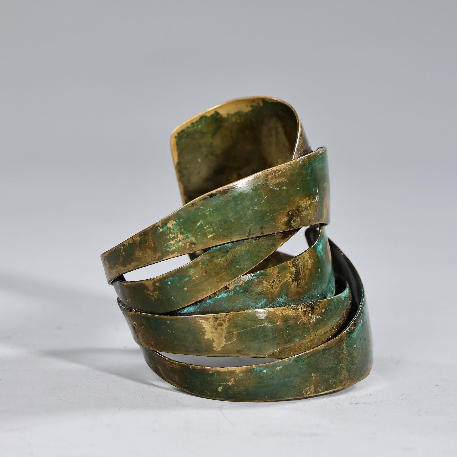 Turquoise Patina Brass Wrap Cuff Bracelet (1 of 6)