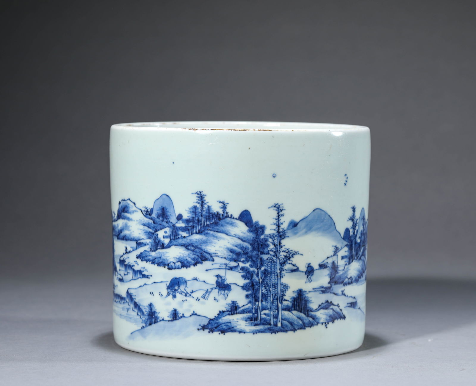 Blue and White Landscape and Character Story Pattern Porcelain Brush Pot (1 of 14)