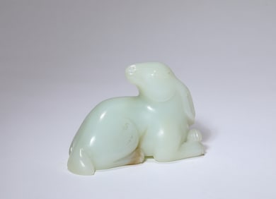 Jade Carved Rabbit Shape Ornament