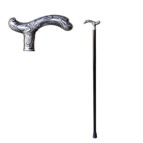 Opera Style Cane In Sterling Silver Handle Ebony Wood Stick Rubber Tip