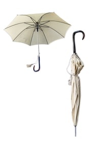 Walking Length Cream Umbrella With Flat Nose Handle