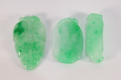 Group of Three Jadeite Carved Fruit Shape Ornament