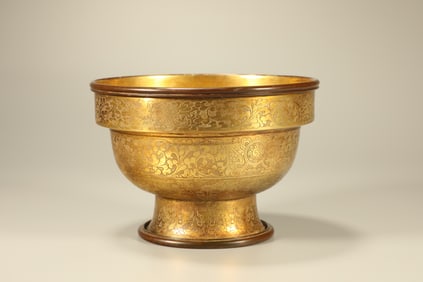 Gilt Bronze Carved Flower and Eight Treasure Pattern Bowl