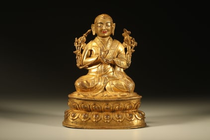 Gilt Bronze Guru Figure