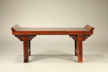 Huanghuali Wood Carved Reishi Mushroom Pattern Table