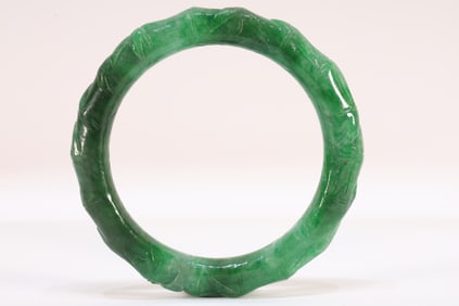 Jadeite Carved Bamboo Pattern Bangle