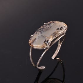 Montana Moss Agate Slab Sterling Silver Cuff Bangle