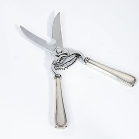 Vintage Voss Cutlery Co. Germany Poultry Shears With Sterling Silver Handle