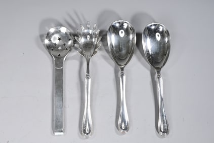 Silver Plate Metal Serving Spoons Set Of 4