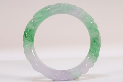 Jadeite Carved Bamboo Pattern Bangle