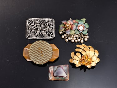 Collection Of Costume Jewelry Brooches