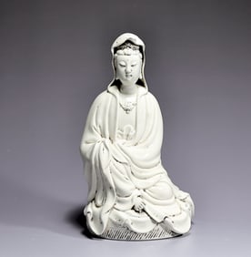 Chinese Dehua Kuan Yin Seated Porcelain Sculpture