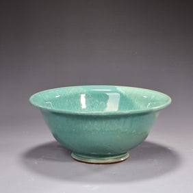 Handcrafted Turquoise Glazed Ceramic Bowl Signed