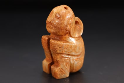 Jade Carved Character Shape Ornament