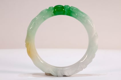 Jadeite Carved Dragon Pattern Bangle