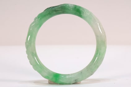 Jadeite Carved Bamboo Pattern Bangle