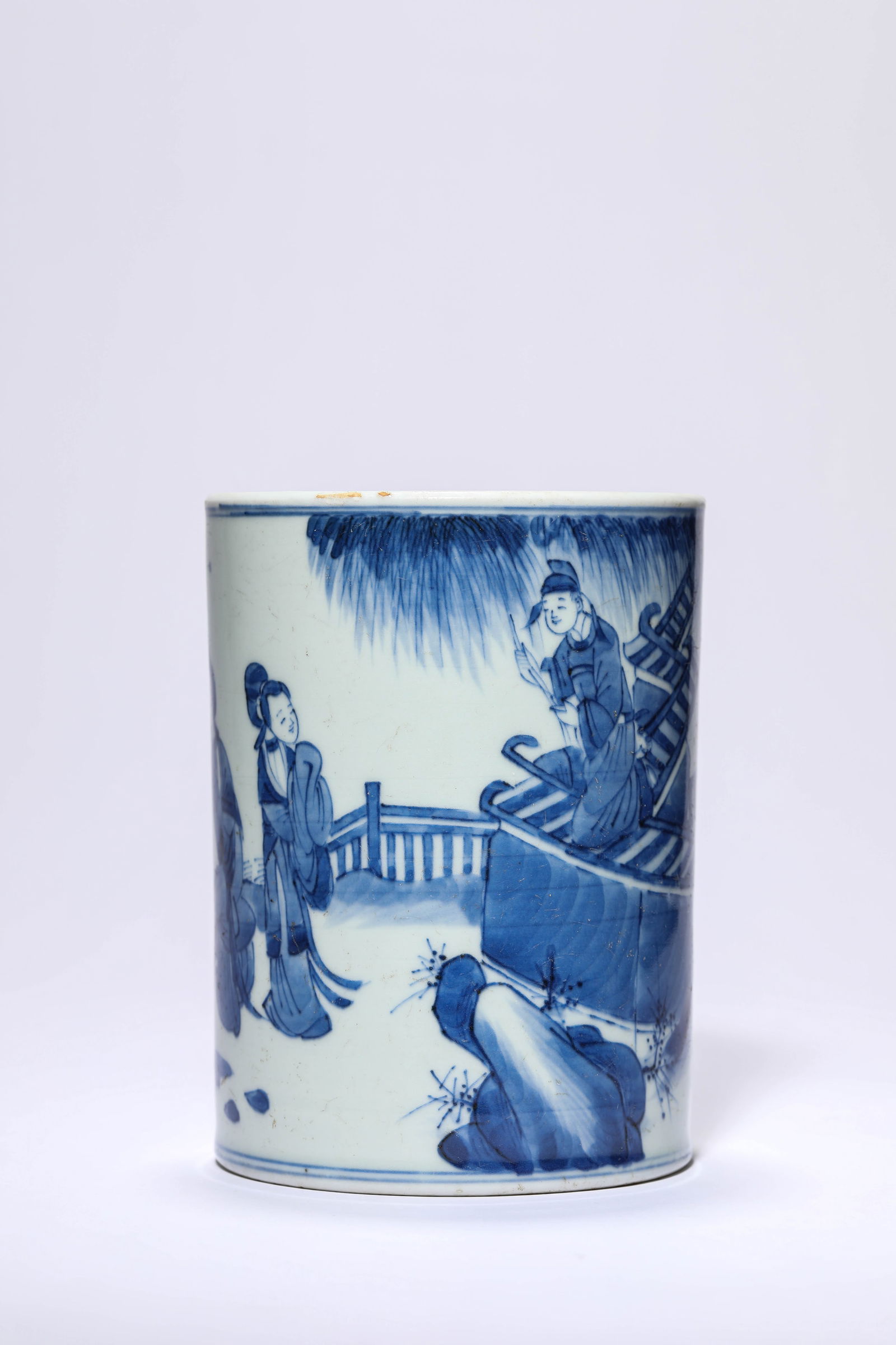 Blue and White Character Story Pattern Porcelain Brush Pot (1 of 5)