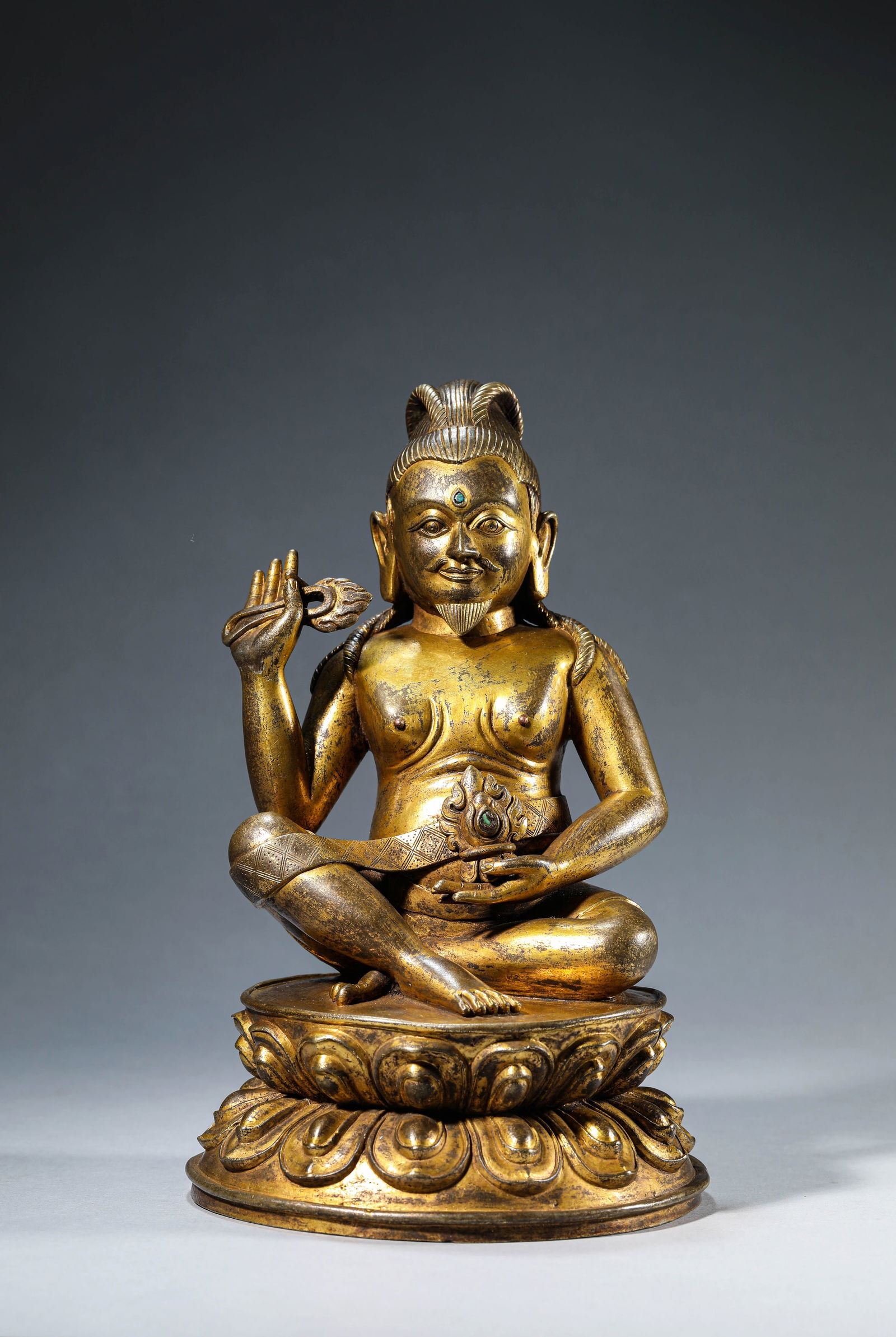 Tibetan Gilt Bronze Mahasiddha Figure (1 of 8)