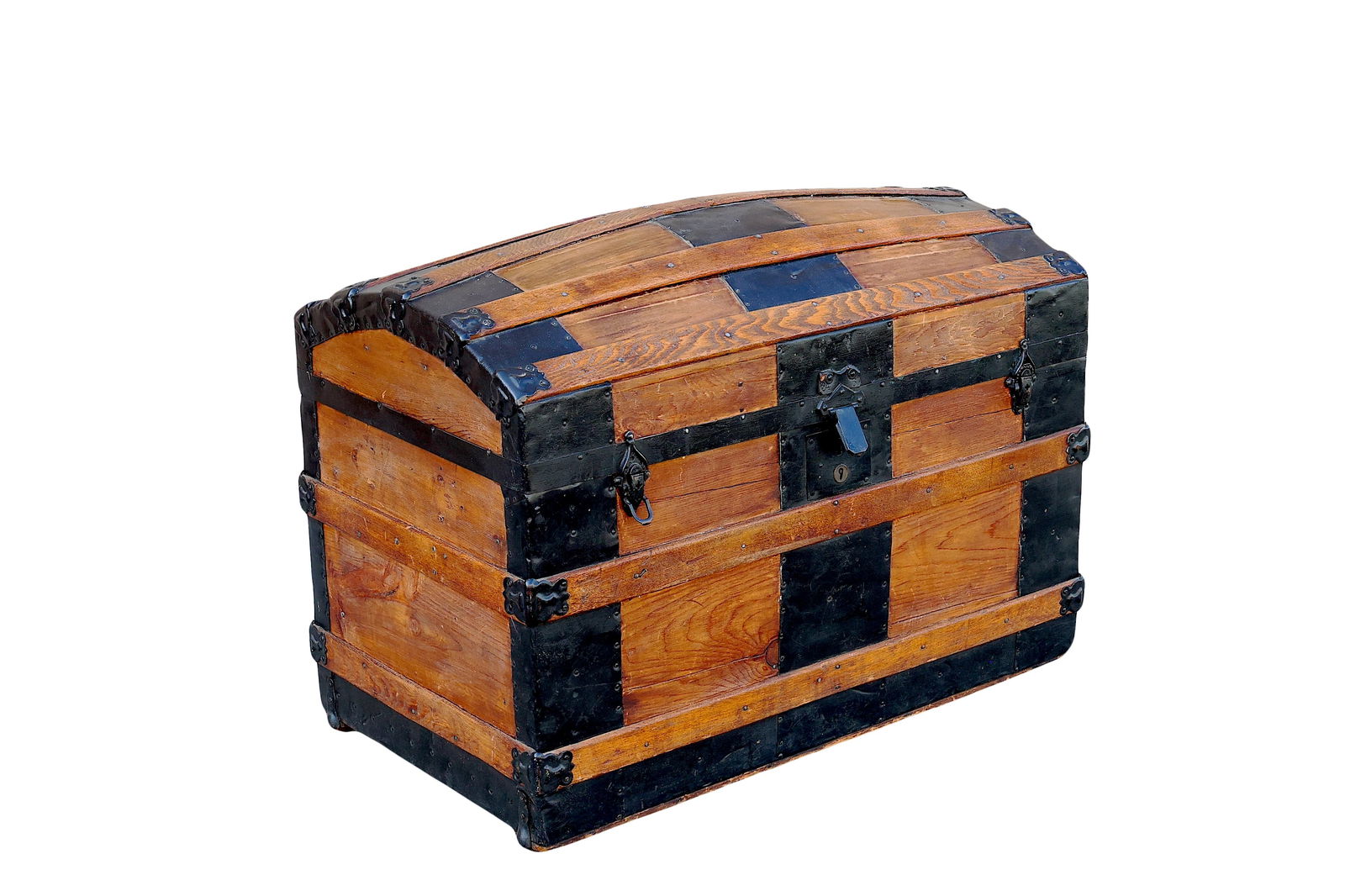 Early American Steamers Dome Top Pine And Iron Blanket Chest Trunk (1 of 8)