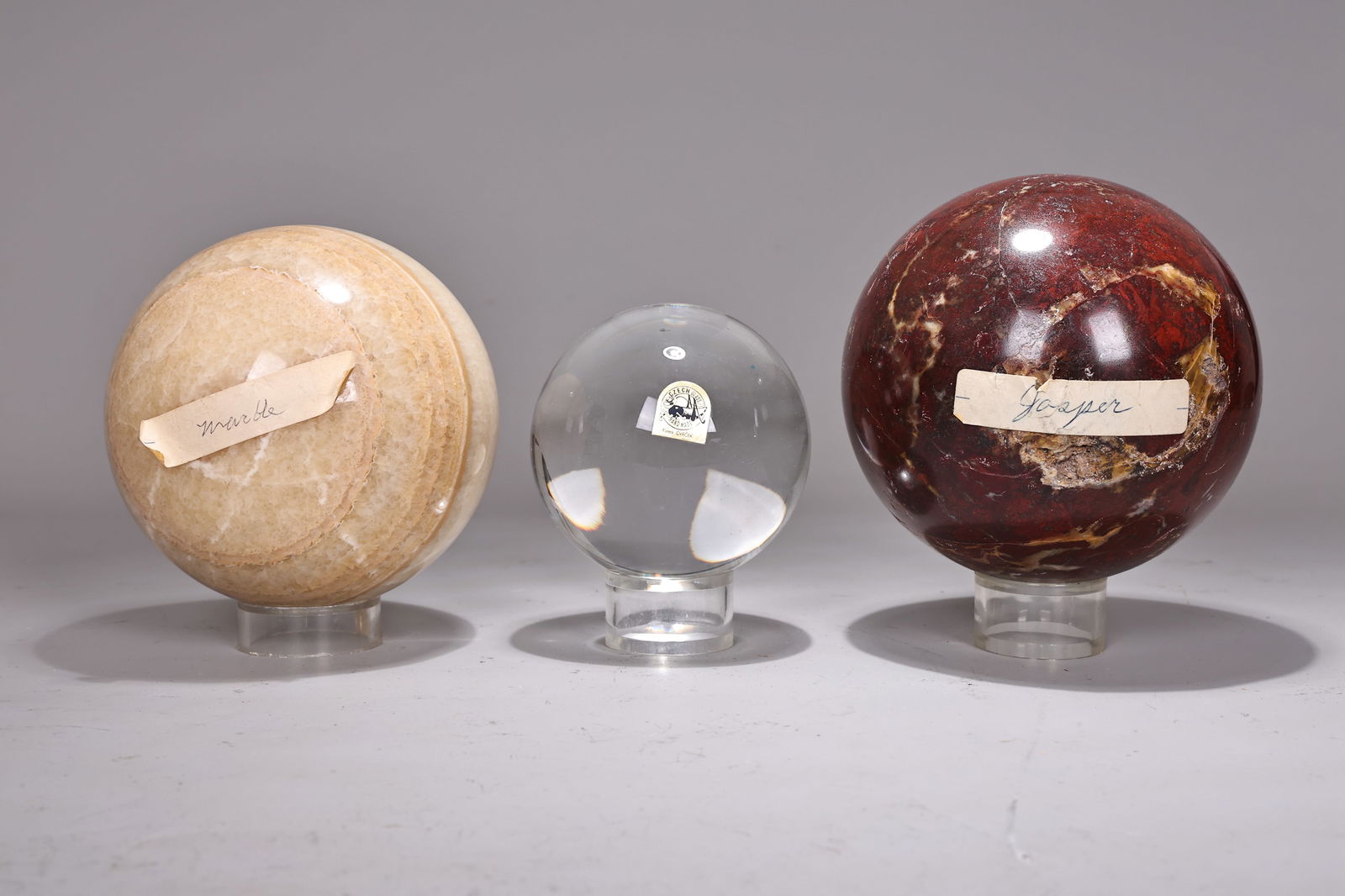 Three Spheres In Natural Stone, Marble, Czech Glass, Red Jasper (1 of 6)