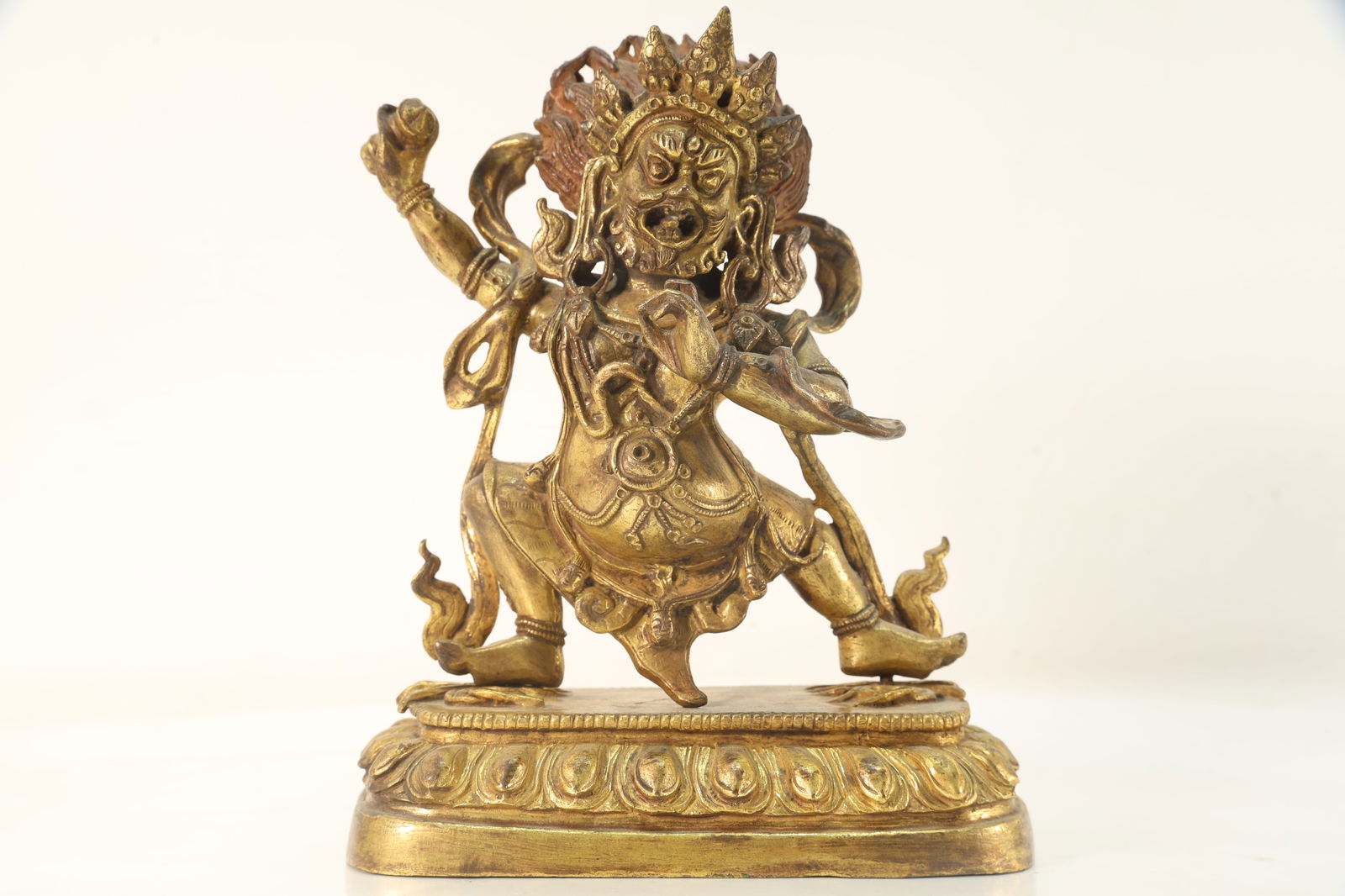Gilt Bronze Vajrapani Figure: Gilt Bronze Vajrapani Figure (14 x 17 x 7cm)