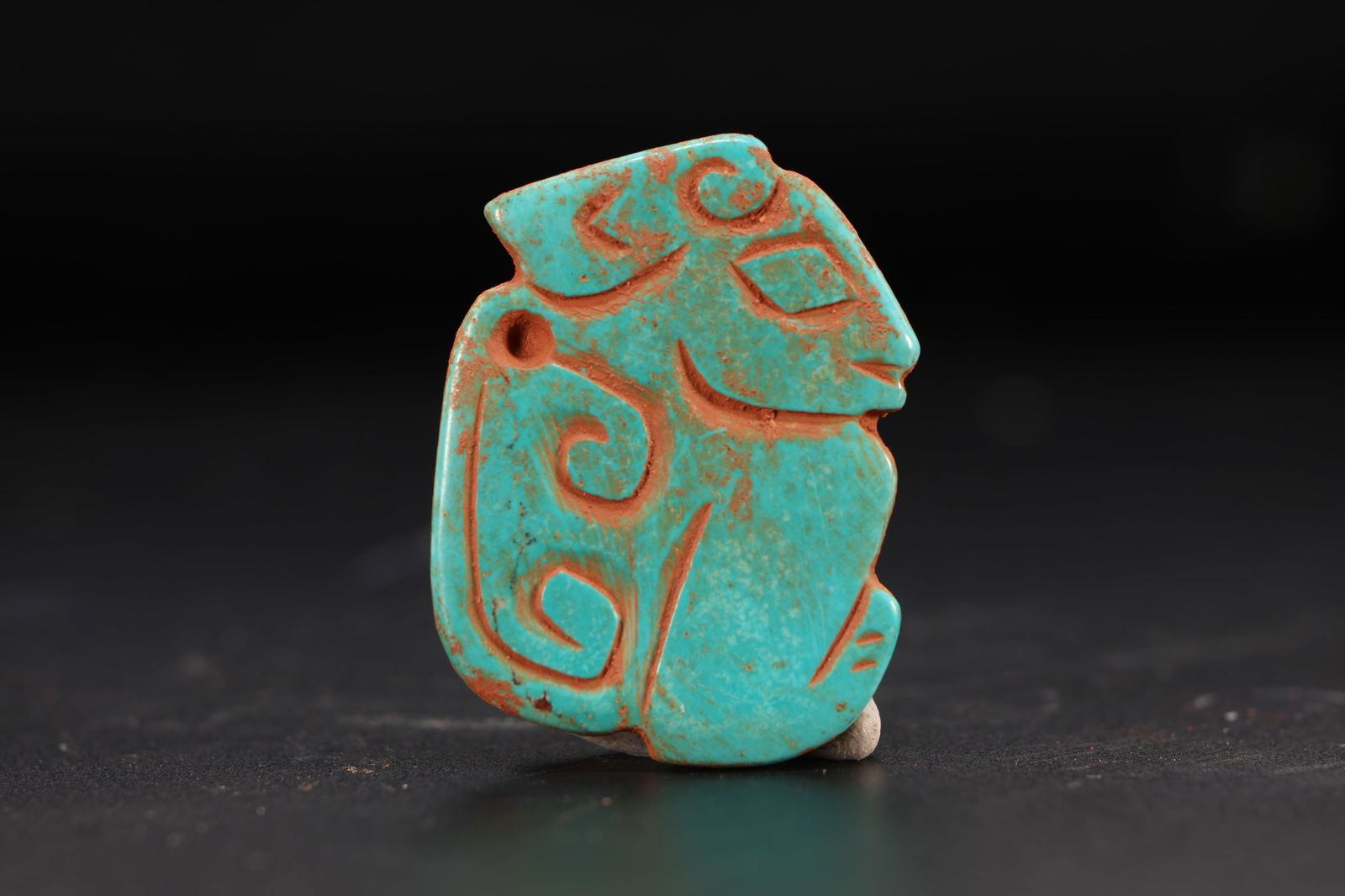 Green Turquoise Carved Beast Shape Ornament (1 of 4)