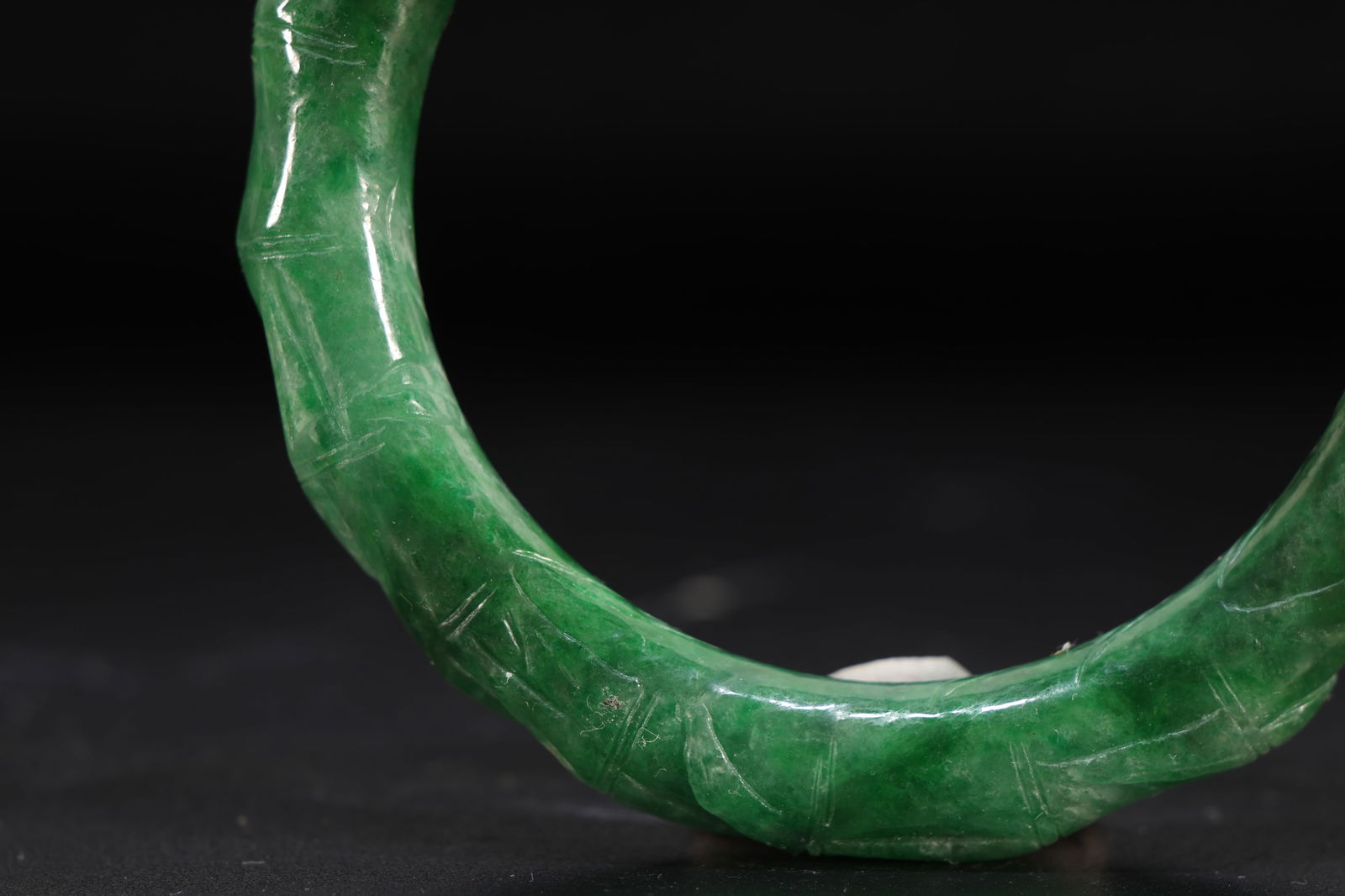 Jadeite Carved Bamboo Pattern Bangle - 4