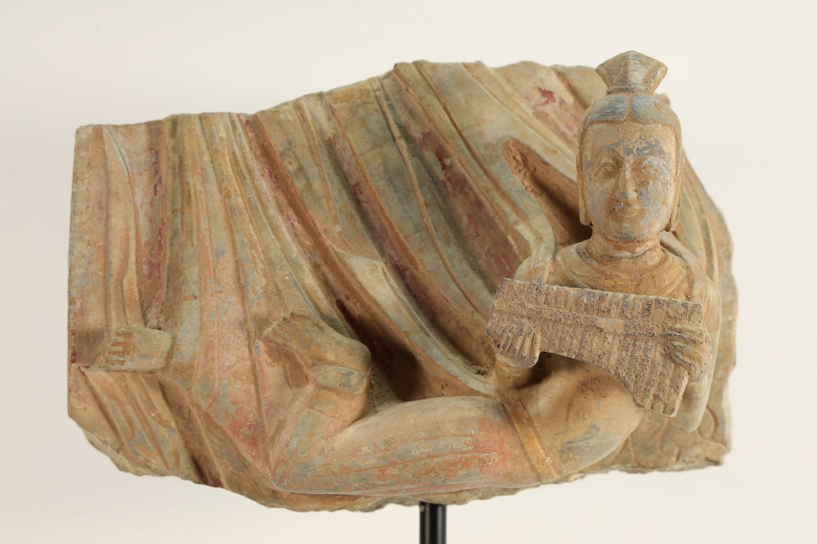 Stone Colour Painted Carved Flying Beauty Figure: Stone Colour Painted Carved Flying Beauty Figure (19 x 10 x 12.5cm)