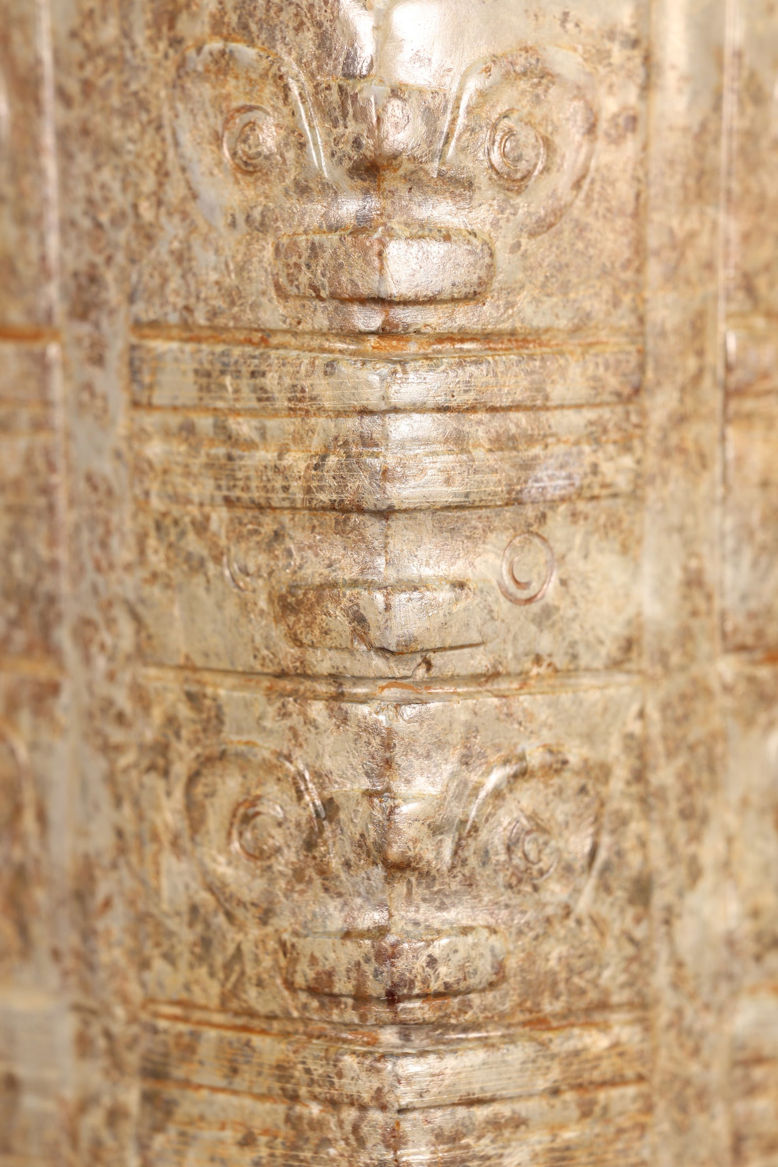 Jade Carved Beast Face Pattern Cong - 11