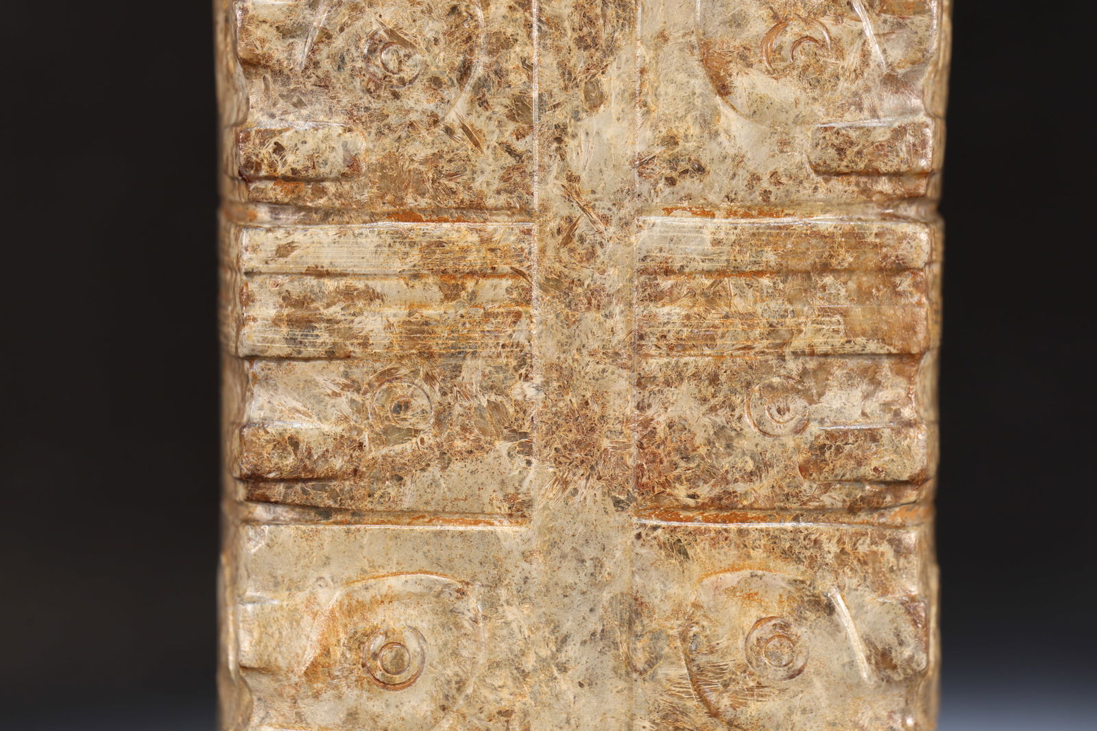 Jade Carved Beast Face Pattern Cong - 14