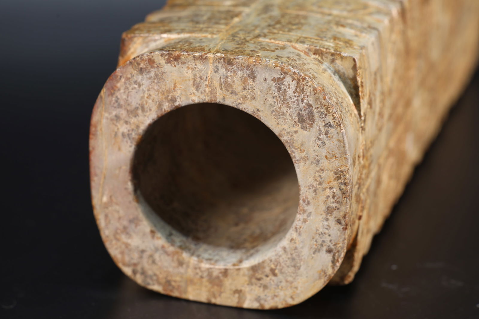 Jade Carved Beast Face Pattern Cong - 15