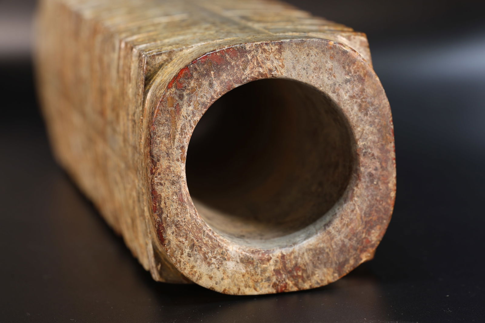 Jade Carved Beast Face Pattern Cong - 16