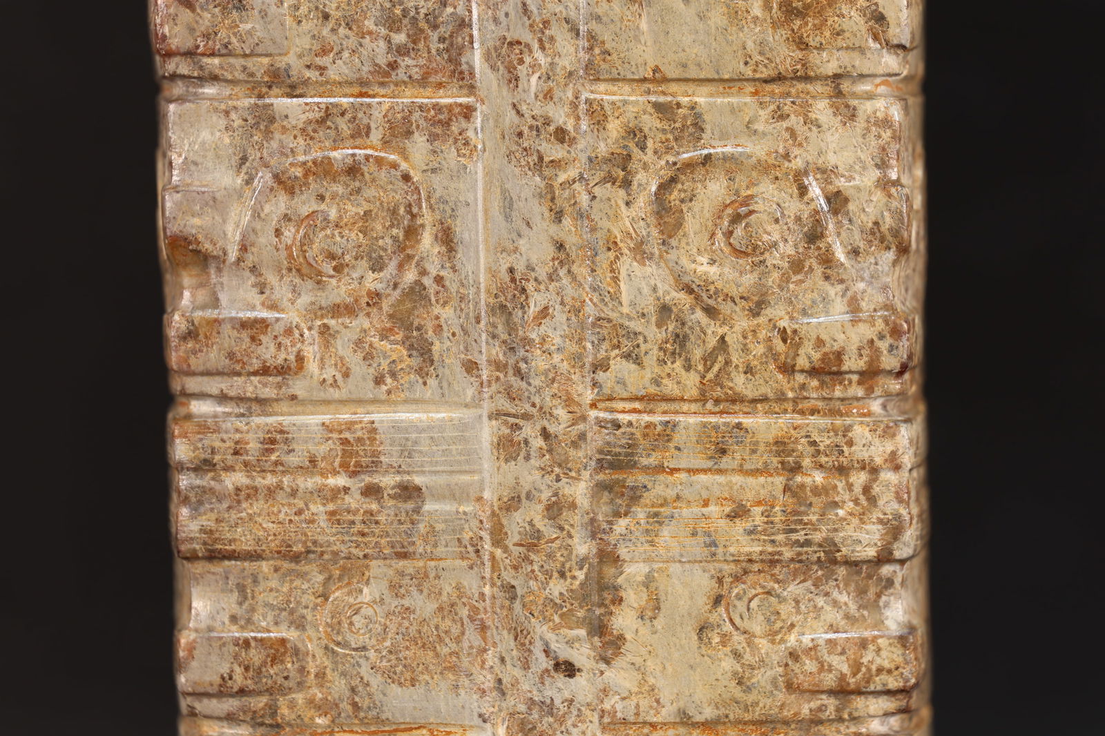 Jade Carved Beast Face Pattern Cong - 9