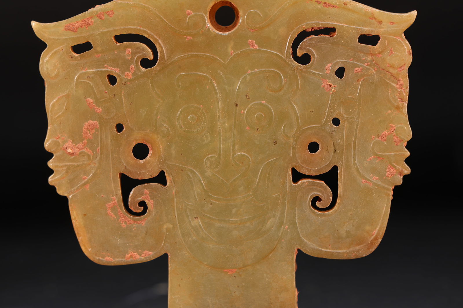 Jade Carved Beast Face Pattern Bi - 2
