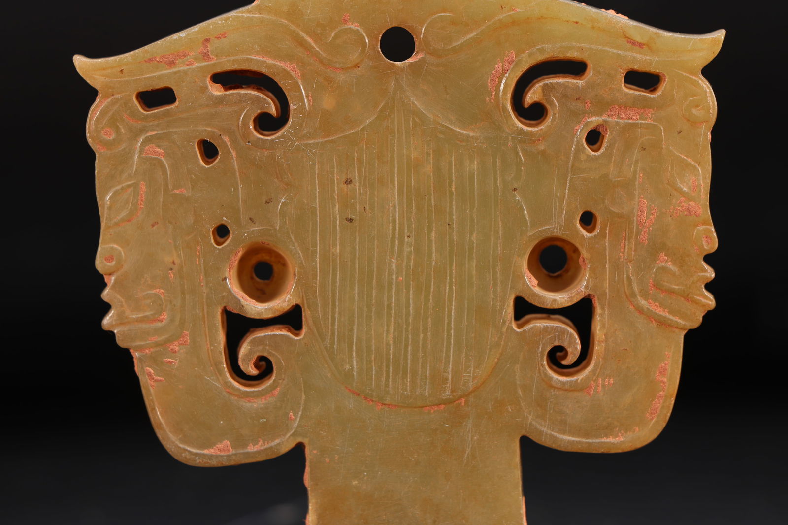 Jade Carved Beast Face Pattern Bi - 4