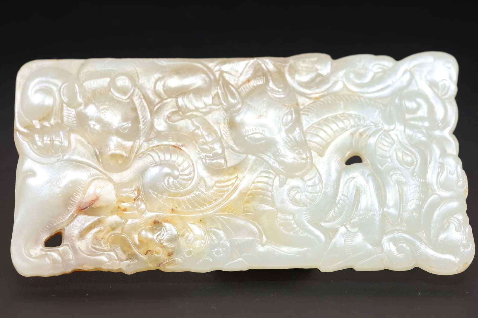 Jade Carved Beast Pattern Bi - 4