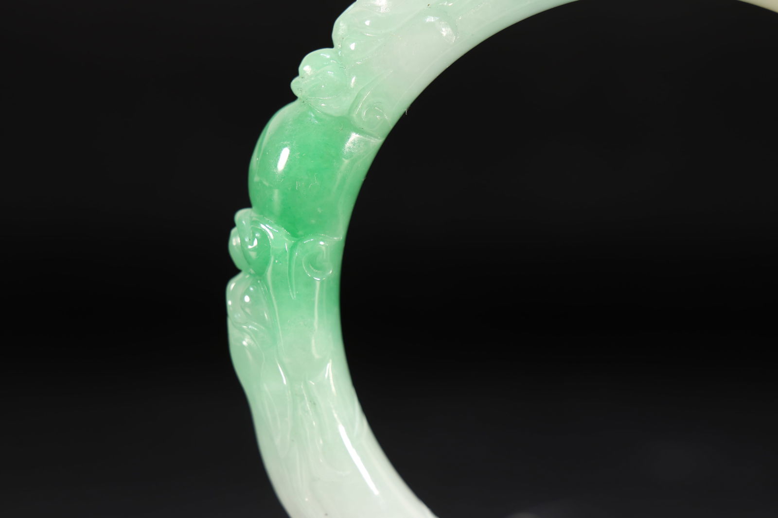 Jadeite Carved Dragon Pattern Bangle - 2