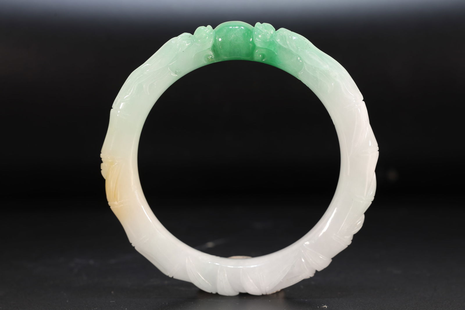 Jadeite Carved Dragon Pattern Bangle - 5