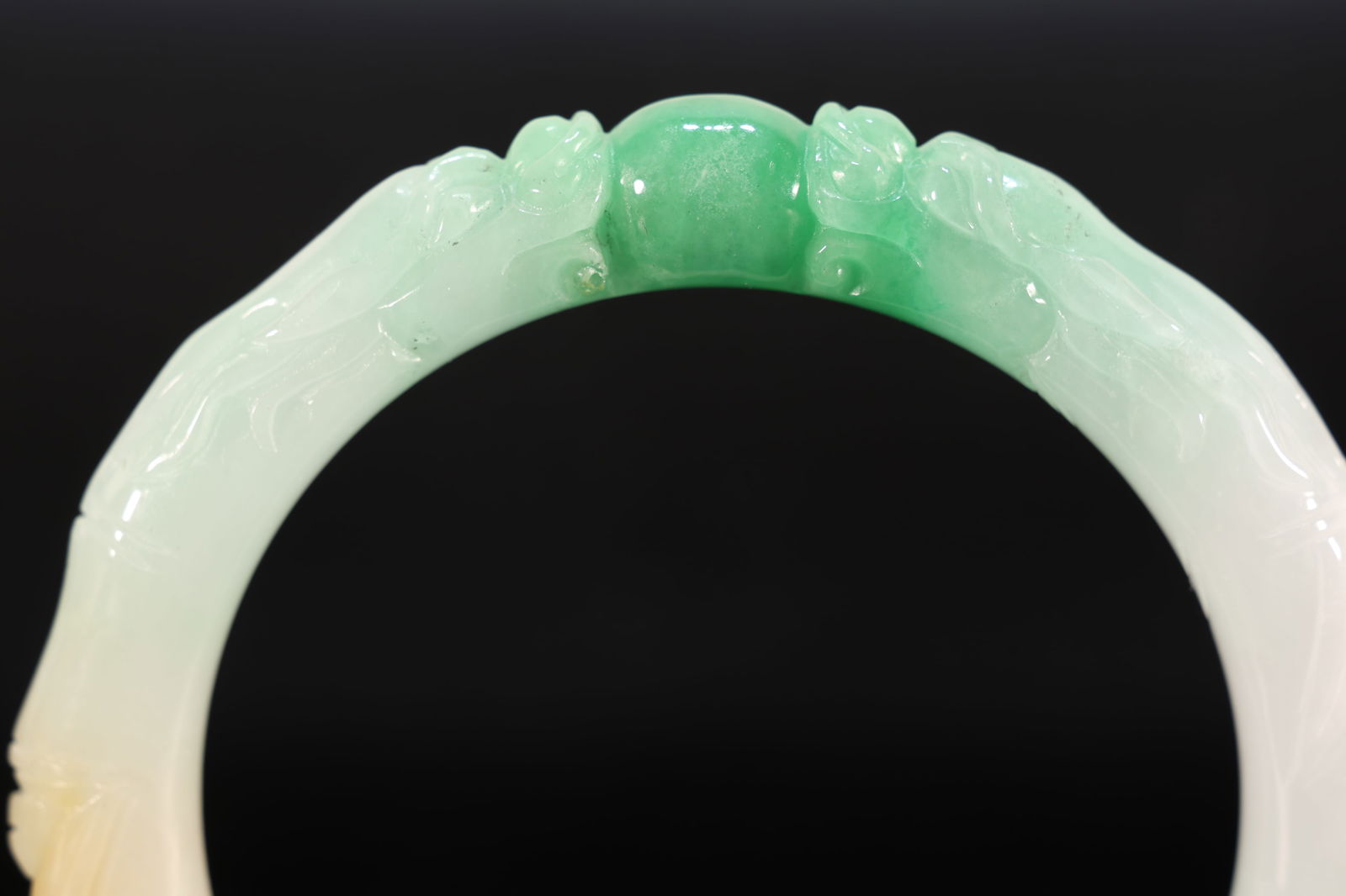Jadeite Carved Dragon Pattern Bangle - 6